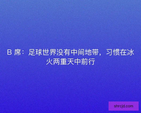 B 席：足球世界没有中间地带，习惯在冰火两重天中前行